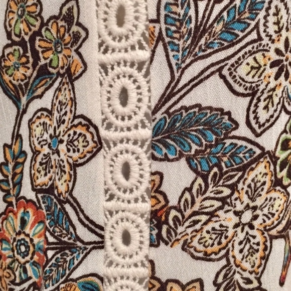 Blu Pepper Floral Long Sleeve Button Down Embroidered Lace Top Small - Picture 7 of 8